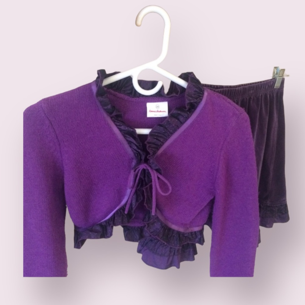 Wool Hanna Anderson cardigan velour skirt 150 cm